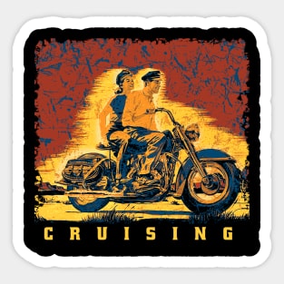 Cruising vintage motorcycle Sticker